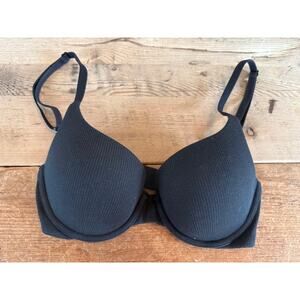 Victoria's Secret Black Rib Cotton 32C The T-shirt Push-Up Perfect Shape Bra